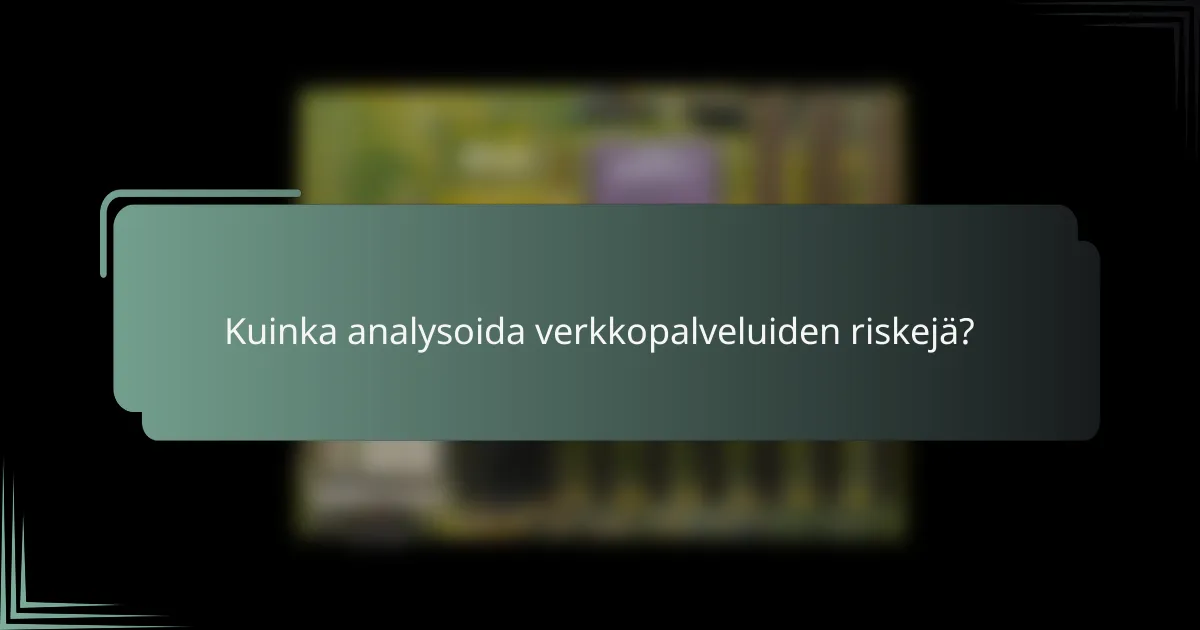 Kuinka analysoida verkkopalveluiden riskejä?