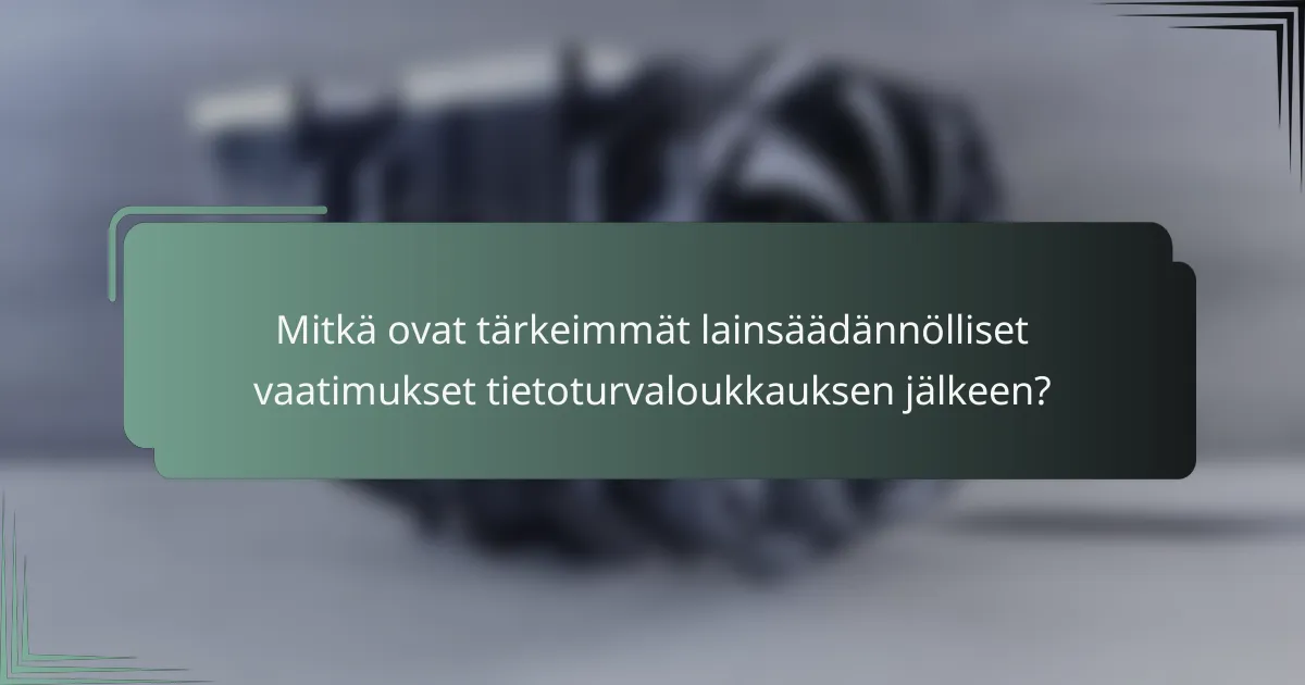 Mitkä ovat tärkeimmät lainsäädännölliset vaatimukset tietoturvaloukkauksen jälkeen?