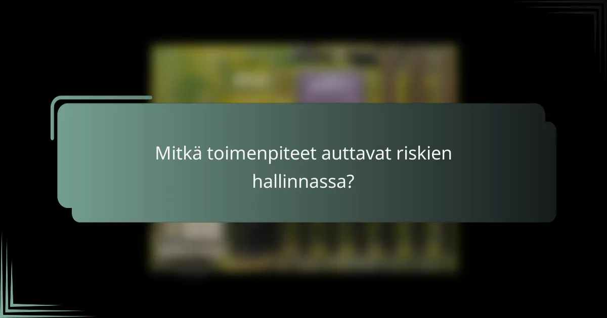 Mitkä toimenpiteet auttavat riskien hallinnassa?